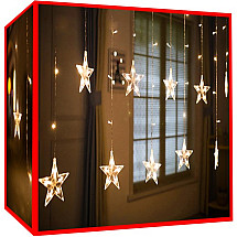 108-LED Warm White Star Light Curtain with Waterproof Feature and Energy-Efficient Design for Indoor and Outdoor Decor