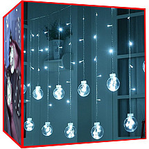 108 LED Cool White Light Curtain with 8 Modes and Transformer - Energy-Saving and Waterproof Home/Garden Decoration Lighting