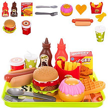 Interactive Deluxe Fast Food Toy Playset - 26 Pieces Colourful Pretend Play Kitchen Accessories for Kids