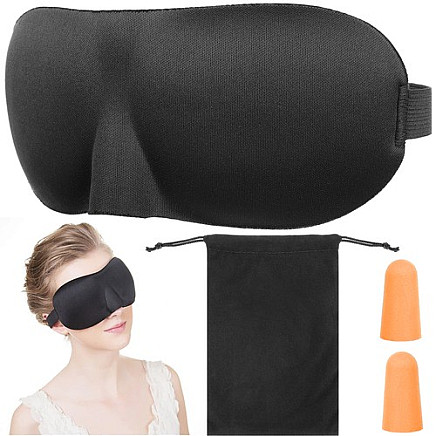 3D Comfort Sleep Mask Kit with Light Blocking Blindfold and Noise Reducing Earplugs, Ideal for Travel, Home, Adjustability and Breathability