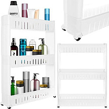 Durable 3-Tier Plastic Mobile Shelf for Kitchen/Bathroom Storage Unit on Wheels – Easy Assembly, Space-Saver & Portable Organizer Unit