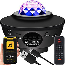 Starry Night LED Light Projector & Bluetooth Speaker: Relaxing Multi-Color Wave Lamps with Remote Control for Kids Sleep Aid