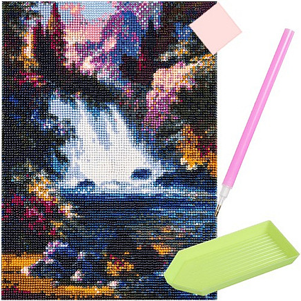 5D Diamond Embroidery Kit - Waterfall Pattern | Stress Relieving DIY Diamond Painting | Enhances Creativity and Patience | Shimmering Interior Decoration 30x40cm