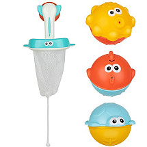 Kid's Bath Fun Learning Toy Set with Sieve Basket & Floating Balls - Water-Friendly, Mold-Resistant, Easy Mount Tub Toy for Color Recognition & Motor Skills Development