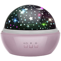 Dual-Theme Starry Night Sky & Underwater World Kids Sleep Aid Projector Night Light - Multicolour Sleep-Enhancing Bedside Lamp with Rotating Dome - Pink