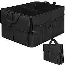 Portable Folding Car Trunk Organizer - High-Capacity Polyester Bag with Pockets & Handles for Travel, Shopping, Picnic Storage