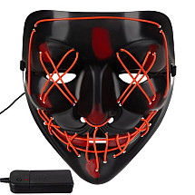 Universal Fit LED Svētku maska ar 3 gaismas režīmiem - ērta, elpojoša neona maska festivāliem, gājieniem, tērpiem - melna/sarkana, polipropilēns