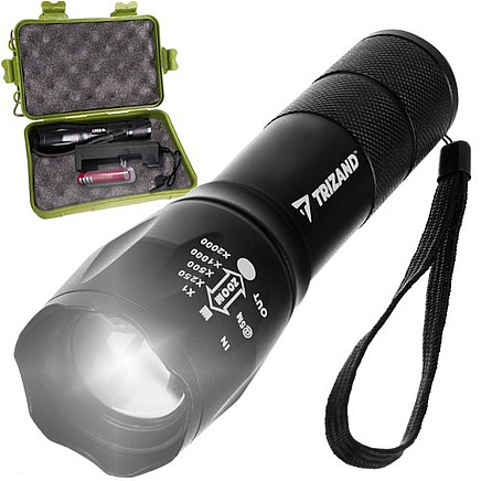 CREE T6 LED Flashlight – Durable Waterproof Tactical Flashlight with USB-Rechargeable Battery and 3 Light Modes, Zoom Focusing for Outdoor Adventure, Camping and Running