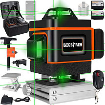 4D Precision Laser Level with Wall Mount - Waterproof, Dust-Resistant - 360-Degree Green Laser Measurement Lines - Self-Leveling, Professional Grade