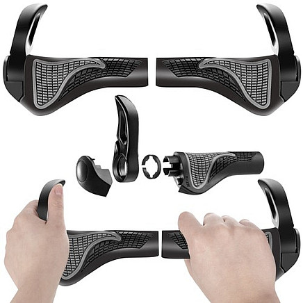 Ergonomic anti-slip grips on the bike handlebars for a safe and comfortable ride