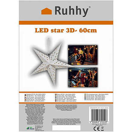 3D LED Star - 60cm Ruhhy 20076