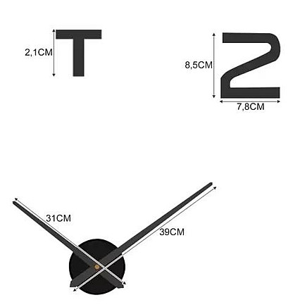 Melns bēniņu bēniņu DIY 3D sienas pulksteņa komplekts - kluss, regulējams izmērs 60-130 cm, mājas dekoru aksesuārs
