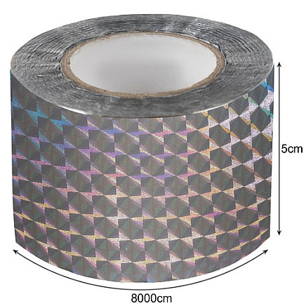 Holographic Bird Deterrent Tape 80m - Waterproof Scarecrow Ribbon for Safe Crop Protection, Building Security and Animal Safety, Easy Install Reflective PVC