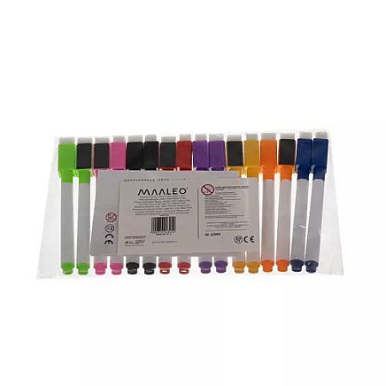 16-Pack Multifunctional Dry-Erase Markers Set - 8 Vibrant Colors with Abrasive Sponge & Magnet, Ideal for Whiteboards, Glass, Ceramics