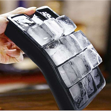 Silikona ledus kubiņu veidne ar vāku, 15 gab., pelēka