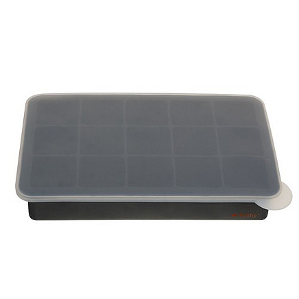 Silikona ledus kubiņu veidne ar vāku, 15 gab., pelēka