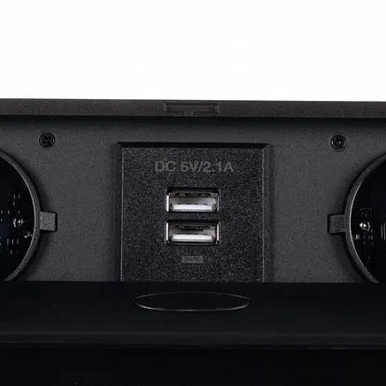 Galda Virsmā Paslēpta Izvelkama Dubulta Kontaktligzda ar USB