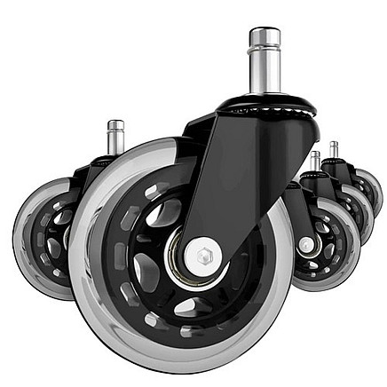 Biroja krēsla gumijas riteņi, 5 gab., Malatec 22077, 11 mm ass