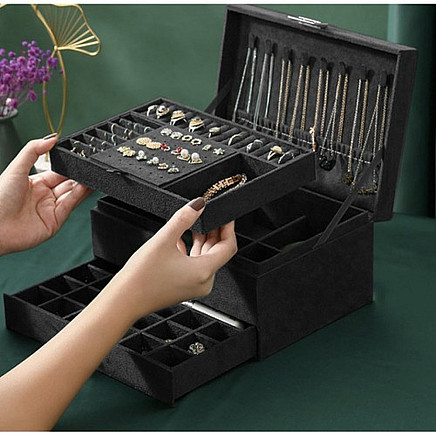Juvelierizstrādājumu Organizators Bižutērijas Rotaslietu Uzglabāšanas Kaste Lāde...
