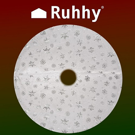 Ziemassvētku eglītes paklājs Ruhhy 22222, 90 cm, balts ar sudrabu