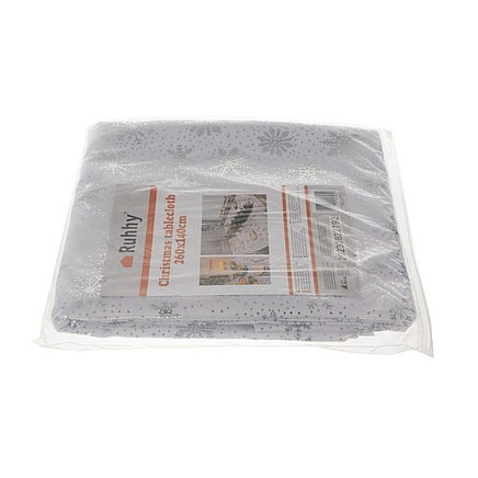 Ziemassvētku galdauts ar sniegpārslām 260x140 cm Ruhhy 22792, balts