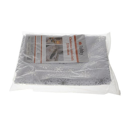 Ziemassvētku galdauts ar sniegpārslām Ruhhy 22791, 220x140 cm, balts ar sudraba