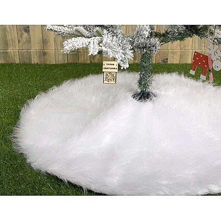 Pūkains paklājiņš zem eglītes Ruhhy 22226, 90 cm, balts