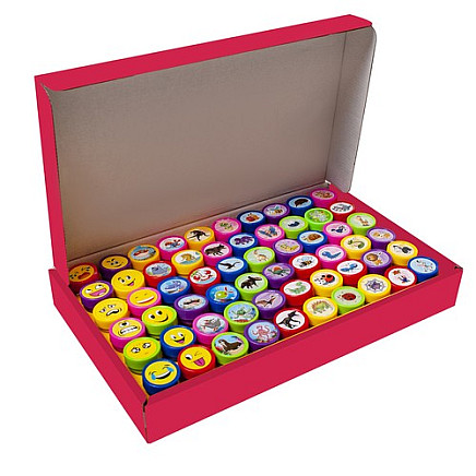 60-Piece Kids Stamping Set - Safe & Educational Multicolor Animal Emoticon Stamps for Creative Fun