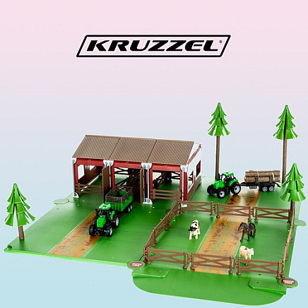 Interactive 102-Piece Farm Life Playset with Animals, Tractors, DIY Assembly, Portable, and Developmental Benefits