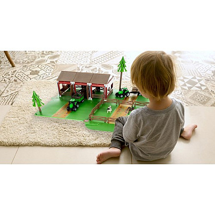 Interactive 102-Piece Farm Life Playset with Animals, Tractors, DIY Assembly, Portable, and Developmental Benefits