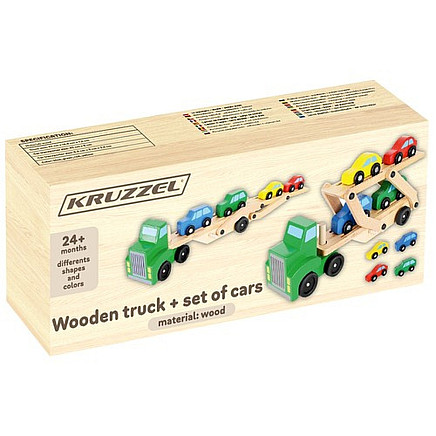 Wooden truck - trailer + set of cars 22698