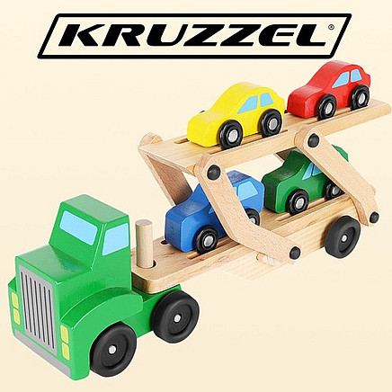 Wooden truck - trailer + set of cars 22698
