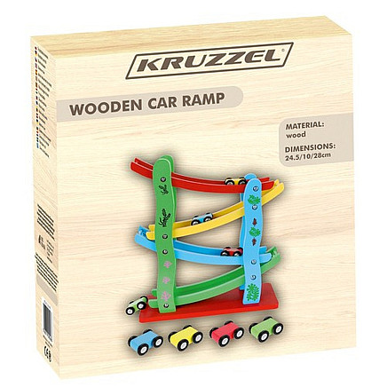 Koka slidkalniņš auto trase ar 4 mašīnām 22457