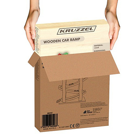 Koka slidkalniņš auto trase ar 4 mašīnām 22457