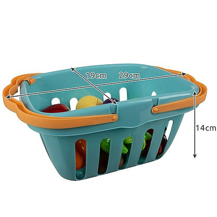 Rotaļu pārtikas komplekts griešanai ar grozu un piederumiem 22877