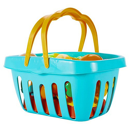 Rotaļu pārtikas komplekts griešanai ar grozu un piederumiem 22877