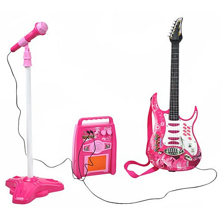 Guitar + microphone + amplifier pink 22407