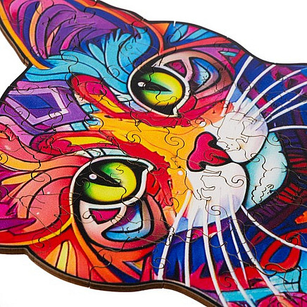 Koka Figūru Puzle Mīkla Bērniem un Pieaugušajiem - 130 detaļas, Kaķis