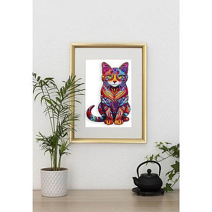 Koka Figūru Puzle Mīkla Bērniem un Pieaugušajiem - 130 detaļas, Kaķis