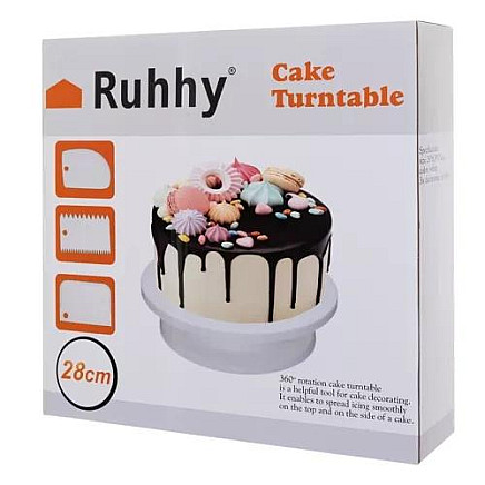 Rotējošs Plastmasas Statīvs Paliktnis ar Konditorejas Lāpstiņām Tortes Kūku Dekorēšanai Pagatavošanai