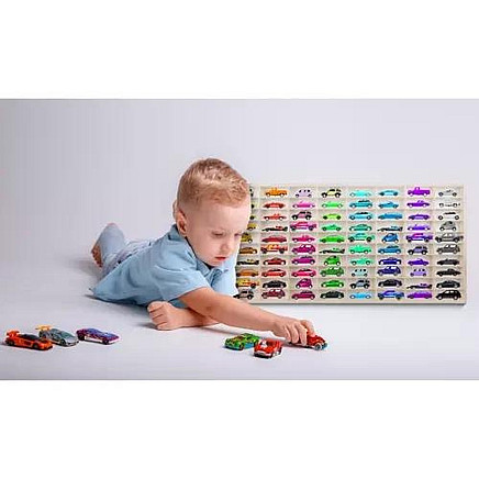 Регулируемая деревянная полка-органайзер на 80 отделений для коллекции детских игрушек, простое настенное крепление