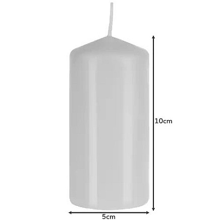 Baltas cilindra sveces, 10 cm, 8 gab. komplekts