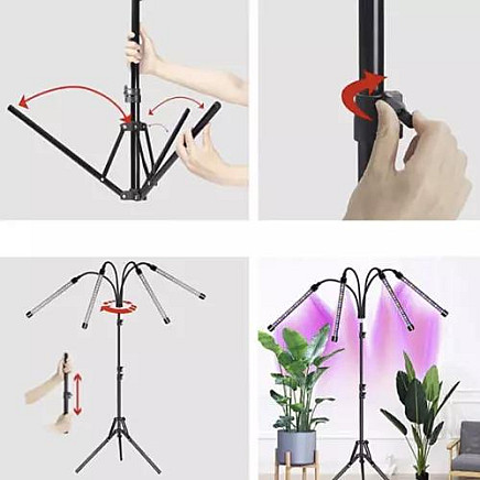 Multi-Spectrum LED Grow Lamp with Timer & Adjustable Tripod for Optimal Indoor Plant Growth