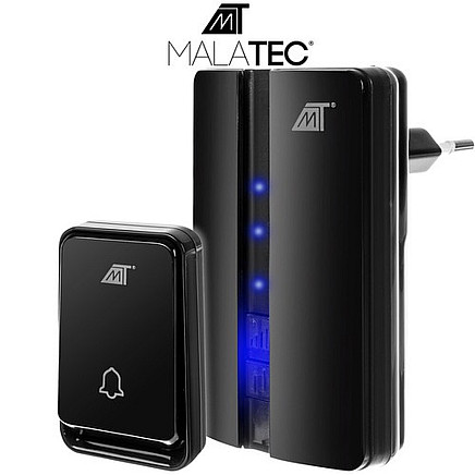 Ūdensizturīgs bezvadu durvju zvans Malatec 23371, melns