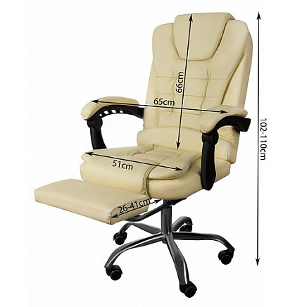 Office chair with footrest - white