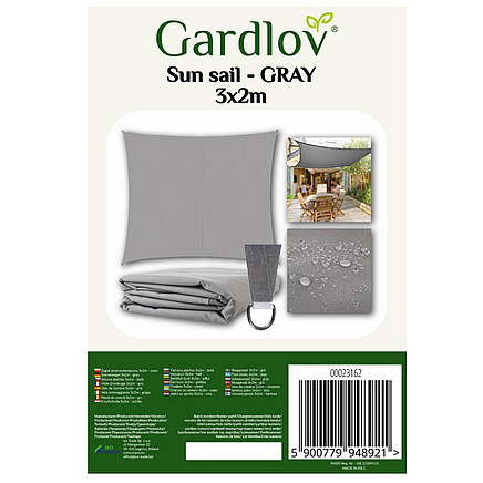 Sunshade sail 3x2m - gray Gardlov 23162