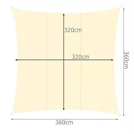 Shade sail patio 3.6x3.6m