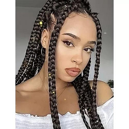 Sintetiskie mati, bize, pīne, brūnas, 60cm - 5900779949478 Sintetiskie mati, bize, pīne, brūnas, 60cm