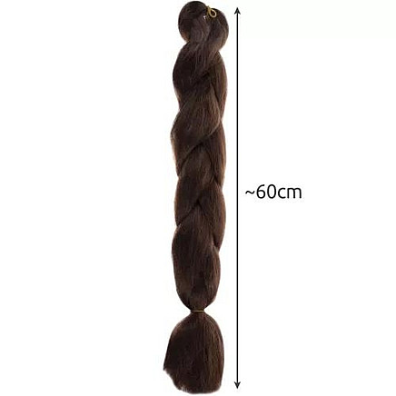 Sintetiskie mati, bize, pīne, brūnas, 60cm - 5900779949478 Sintetiskie mati, bize, pīne, brūnas, 60cm