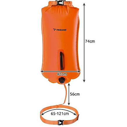 Trizand 23924 Drošības boja peldēšanai 2in1 ar sauso maisu, 35L, oranža